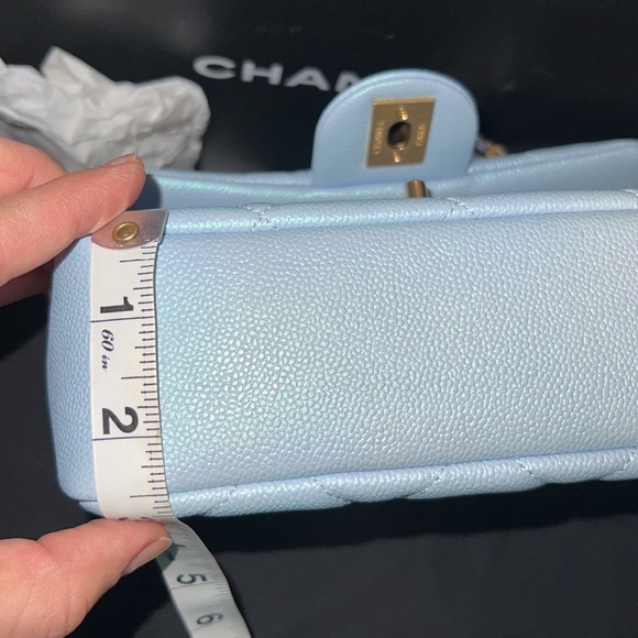 RESERVED Chanel my perfect Mini Square 21k Iridescent Light Blueadjustable chain - Picture 10 of 13